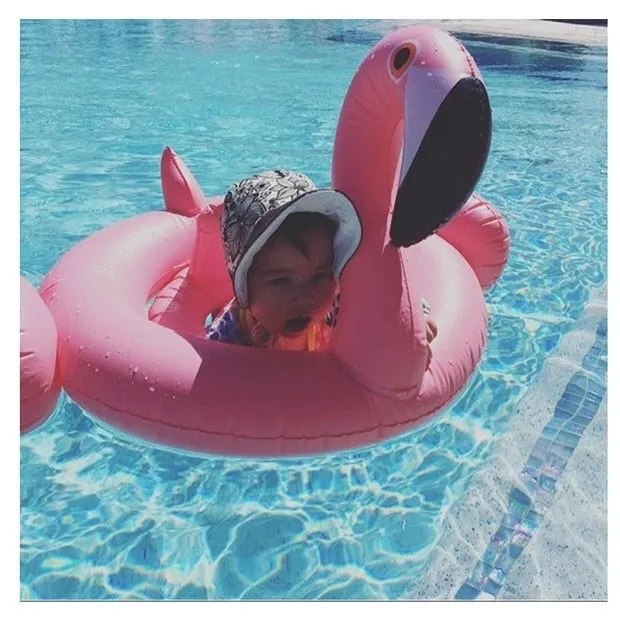 0-3 Years Old Baby Inflatable Flamingo Swan Pool Float with Sunshade