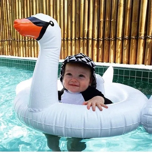 0-3 Years Old Baby Inflatable Flamingo Swan Pool Float with Sunshade
