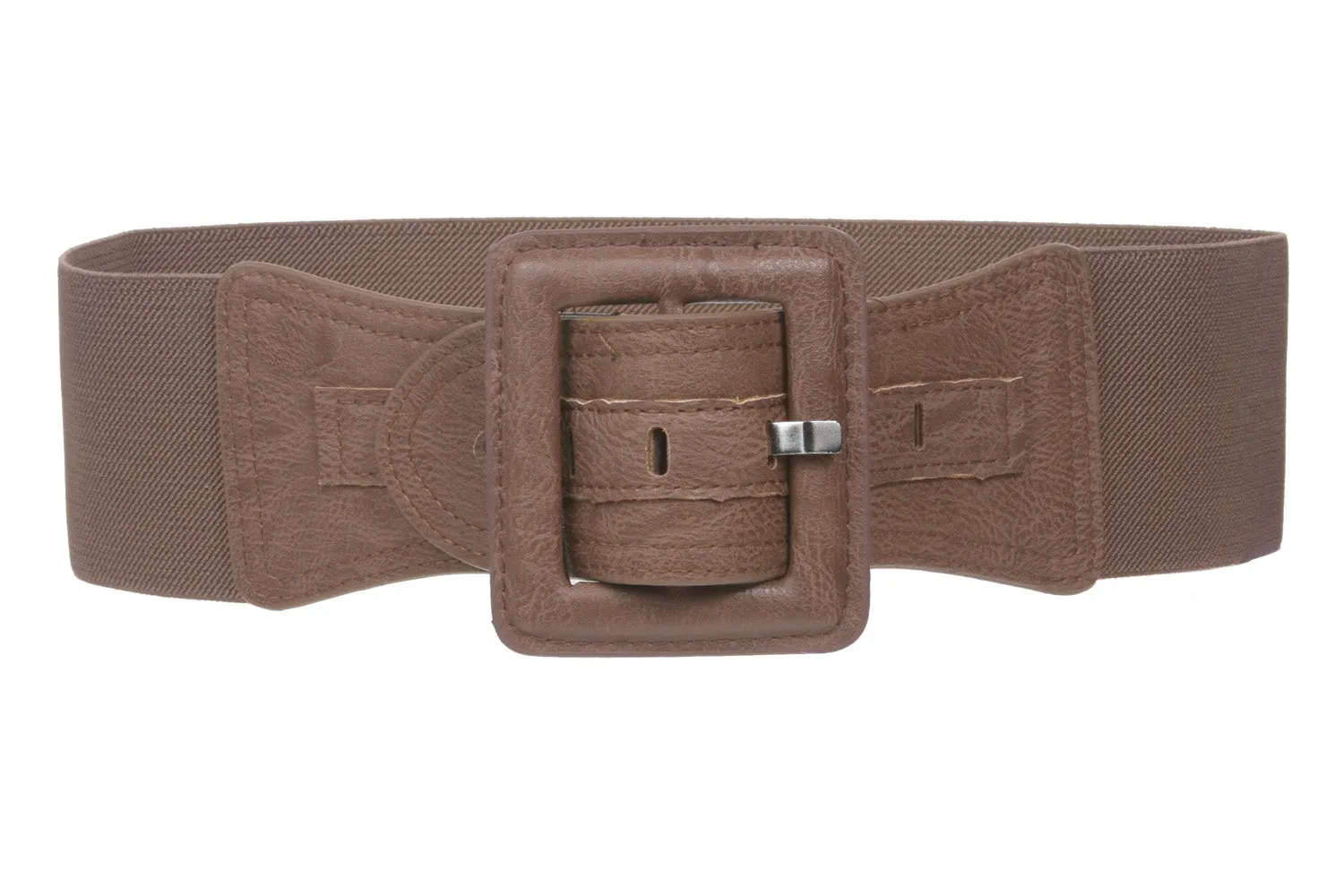 3" Wide High Waist Fashion Stretch Belt with Square Buckle Size: One