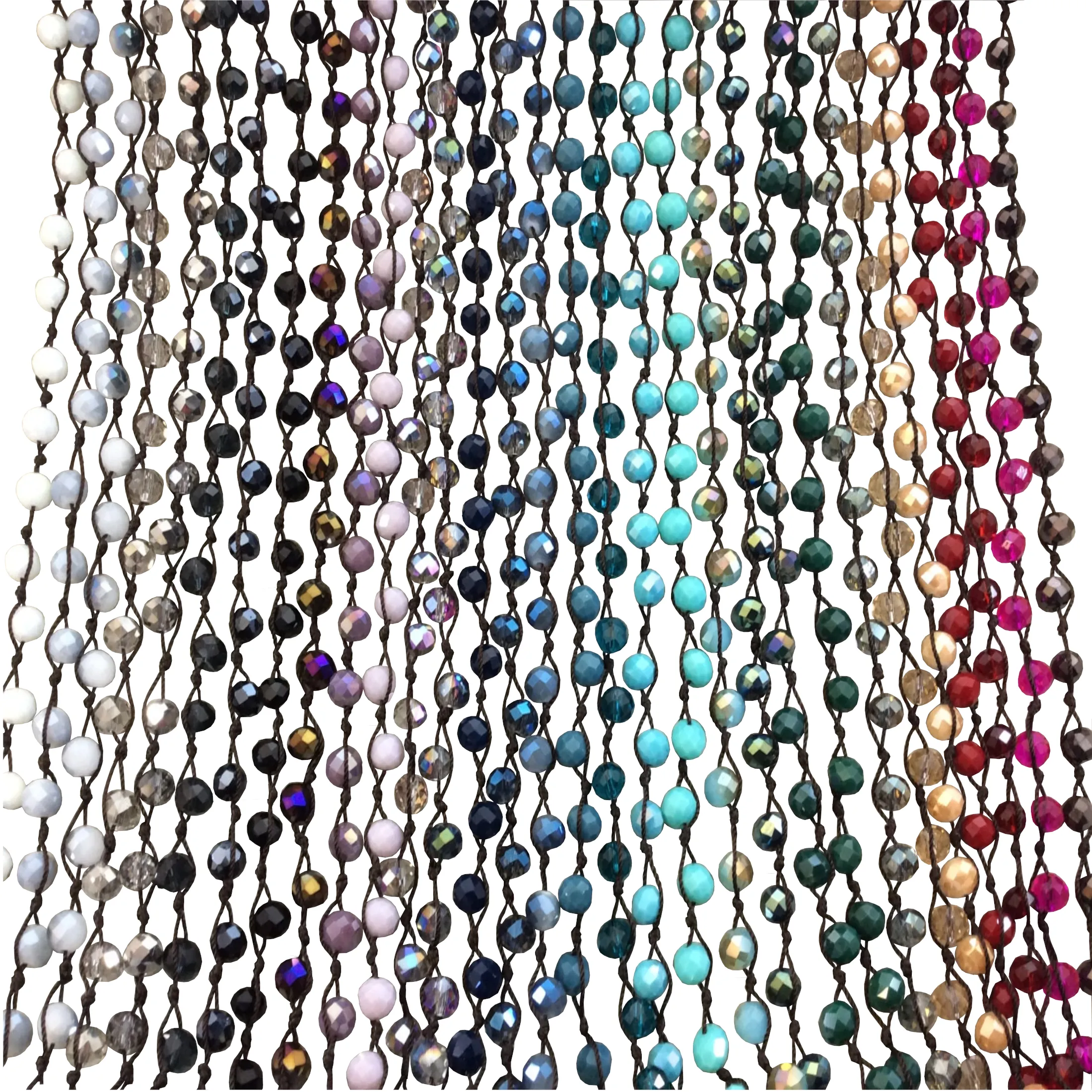 Beaded Crystal Necklace | 18 inch Dark Brown Hand Knotted Necklace with 8mm Pine Green Chinese Crystal