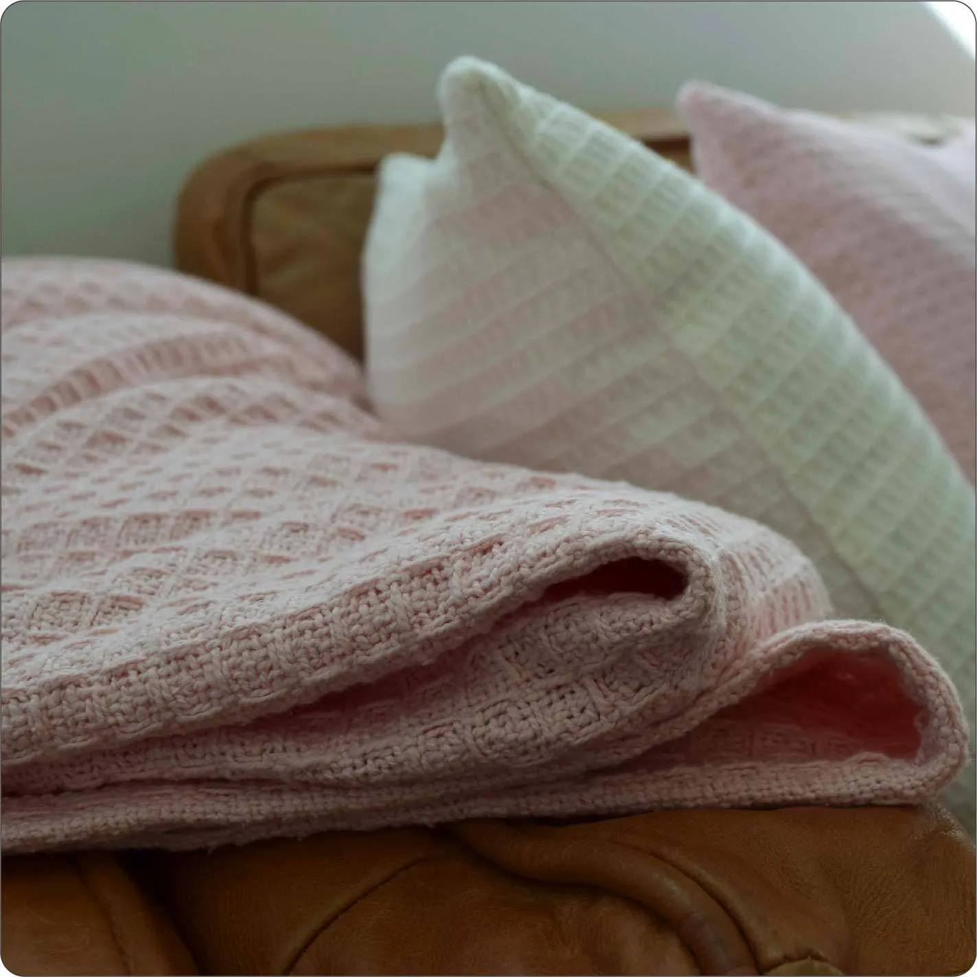 Blanket - Organic Waffle Byron Blush (245 x 210cm)