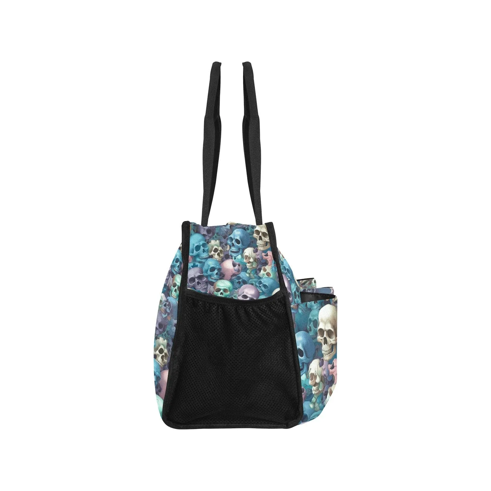 Blue And Pink Skulls Large Tote Bag