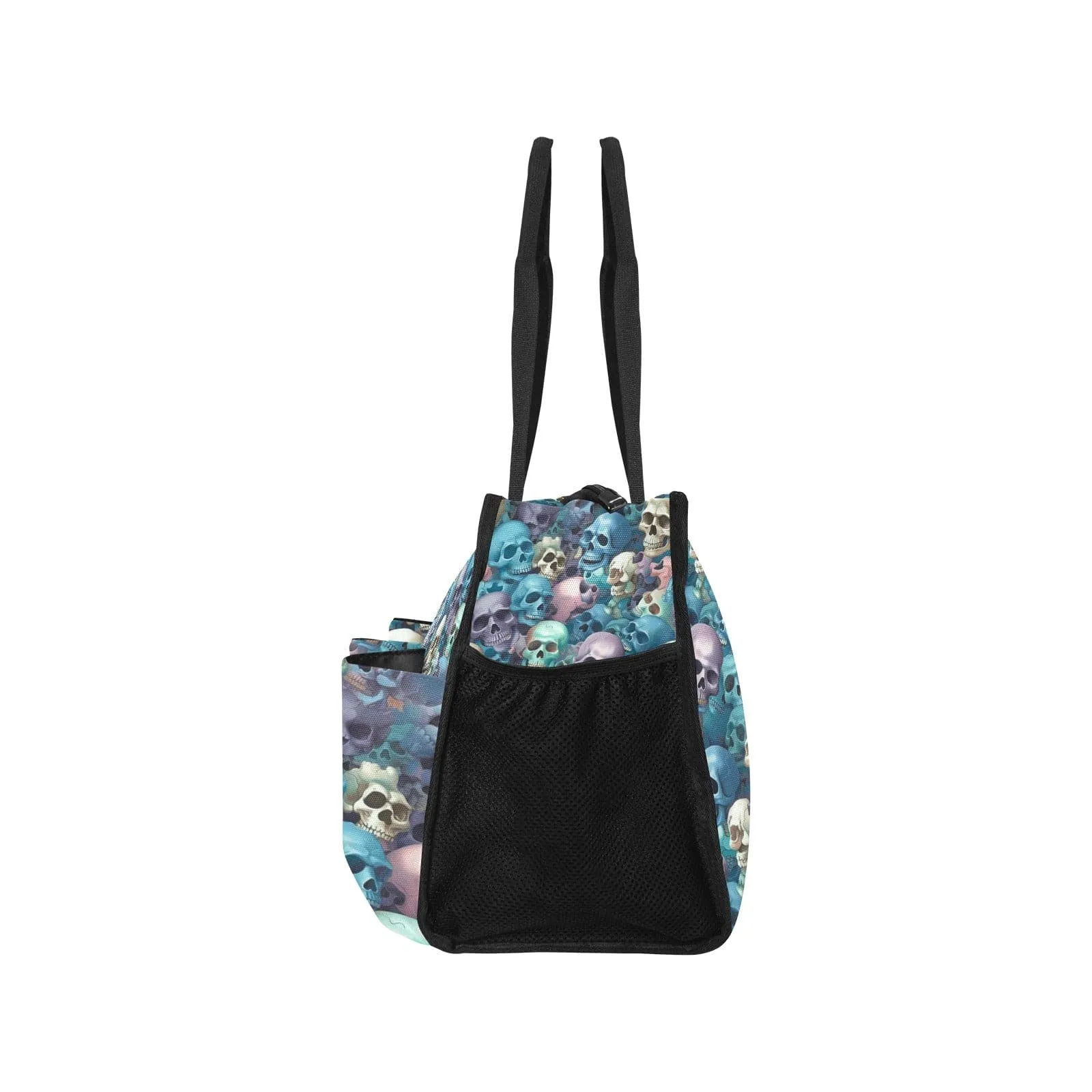 Blue And Pink Skulls Large Tote Bag