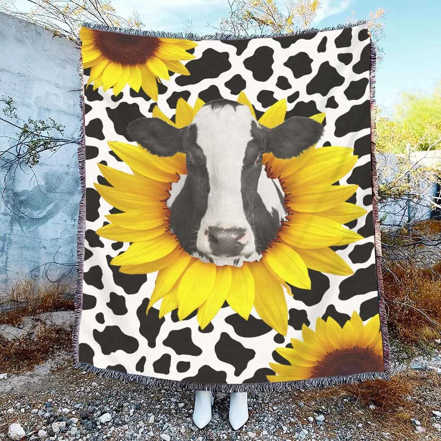 Cow Sun Flower Blanket