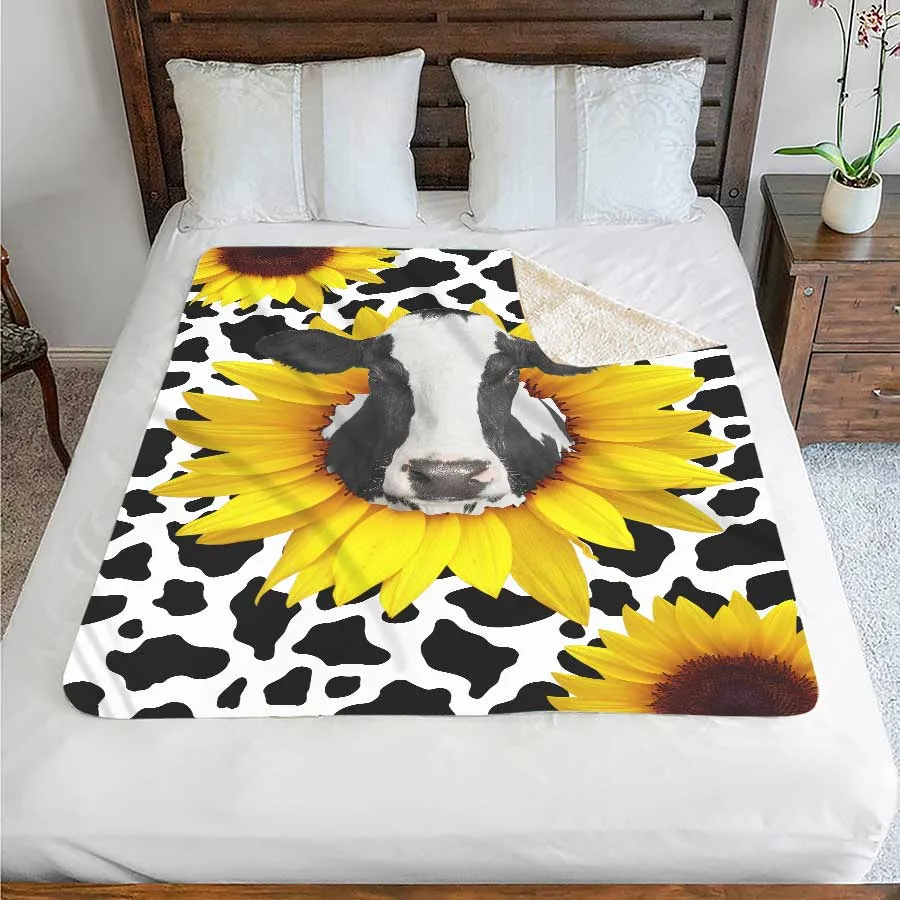 Cow Sun Flower Blanket