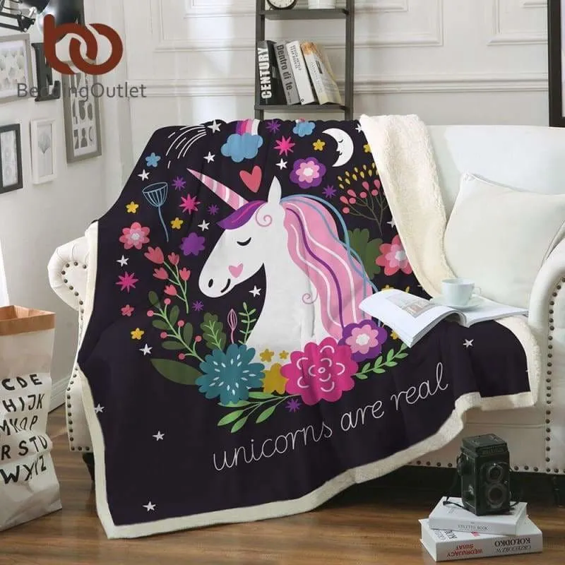 Fleece Blanket Unicorns for kids