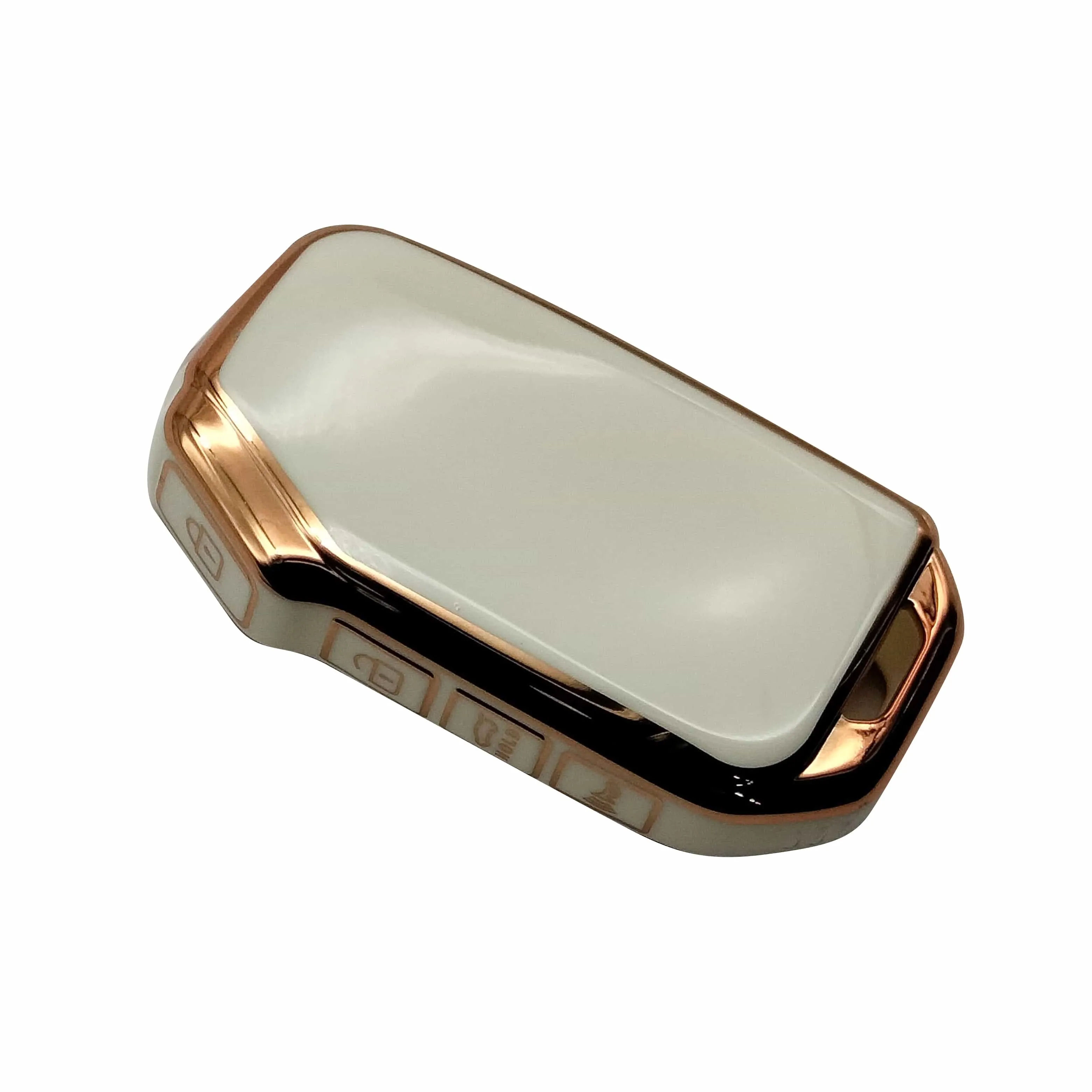 KIA Alpha Jack knife TPU Plastic Protection Key Cover White With Golden 4 Buttons - Model 2021-2022