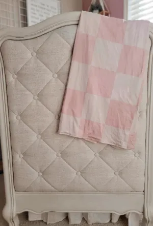 Kids Blankets Minky & Cotton Spandex - Blush/Tan Check