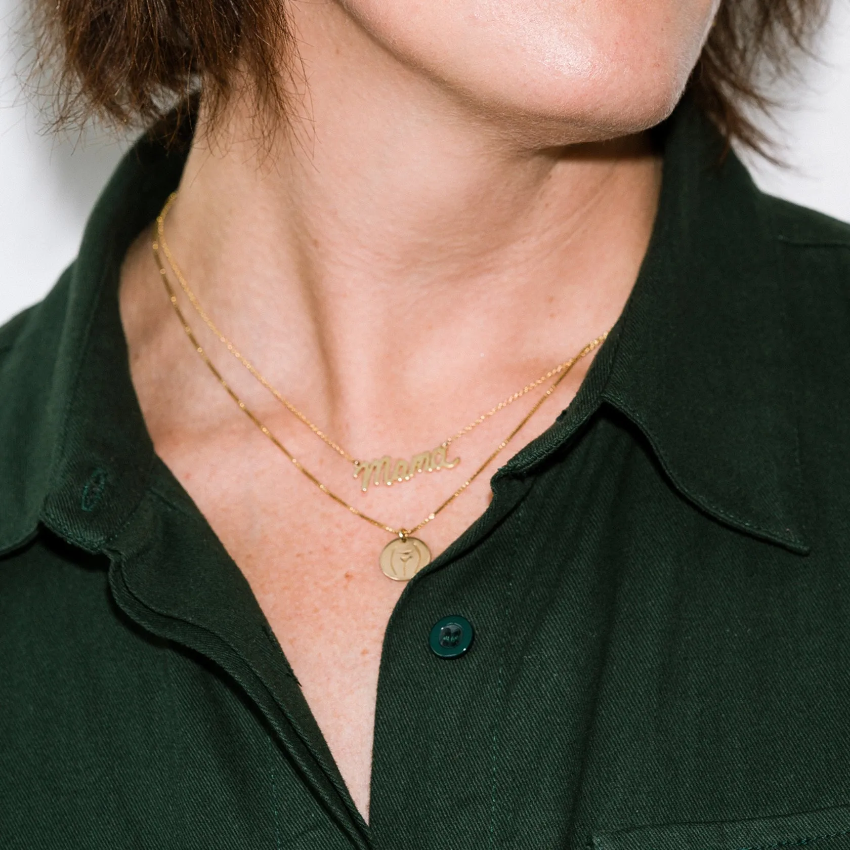 Mama Script Necklace - 18K Gold Plated Letters by Larissa Loden