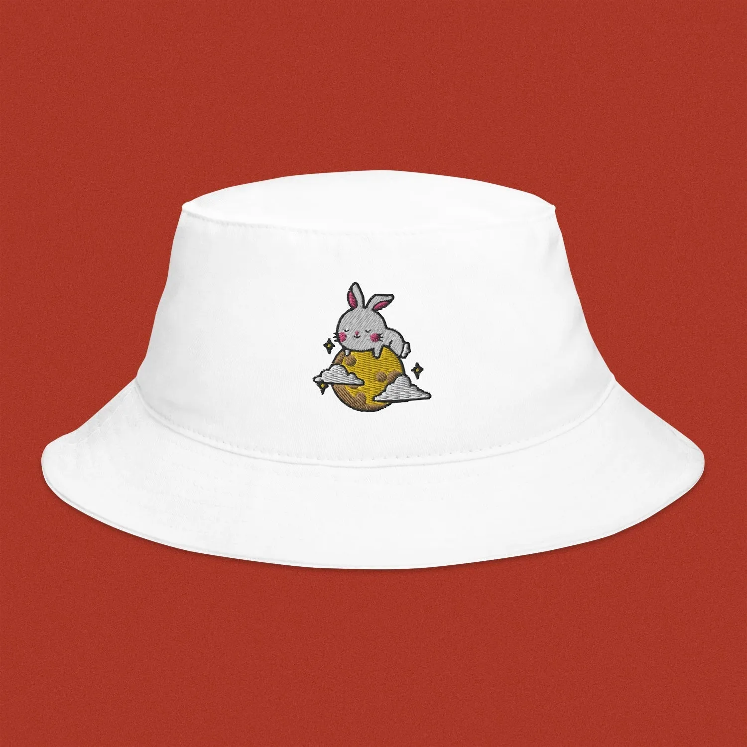 Moon Rabbit Embroidered Bucket Hat