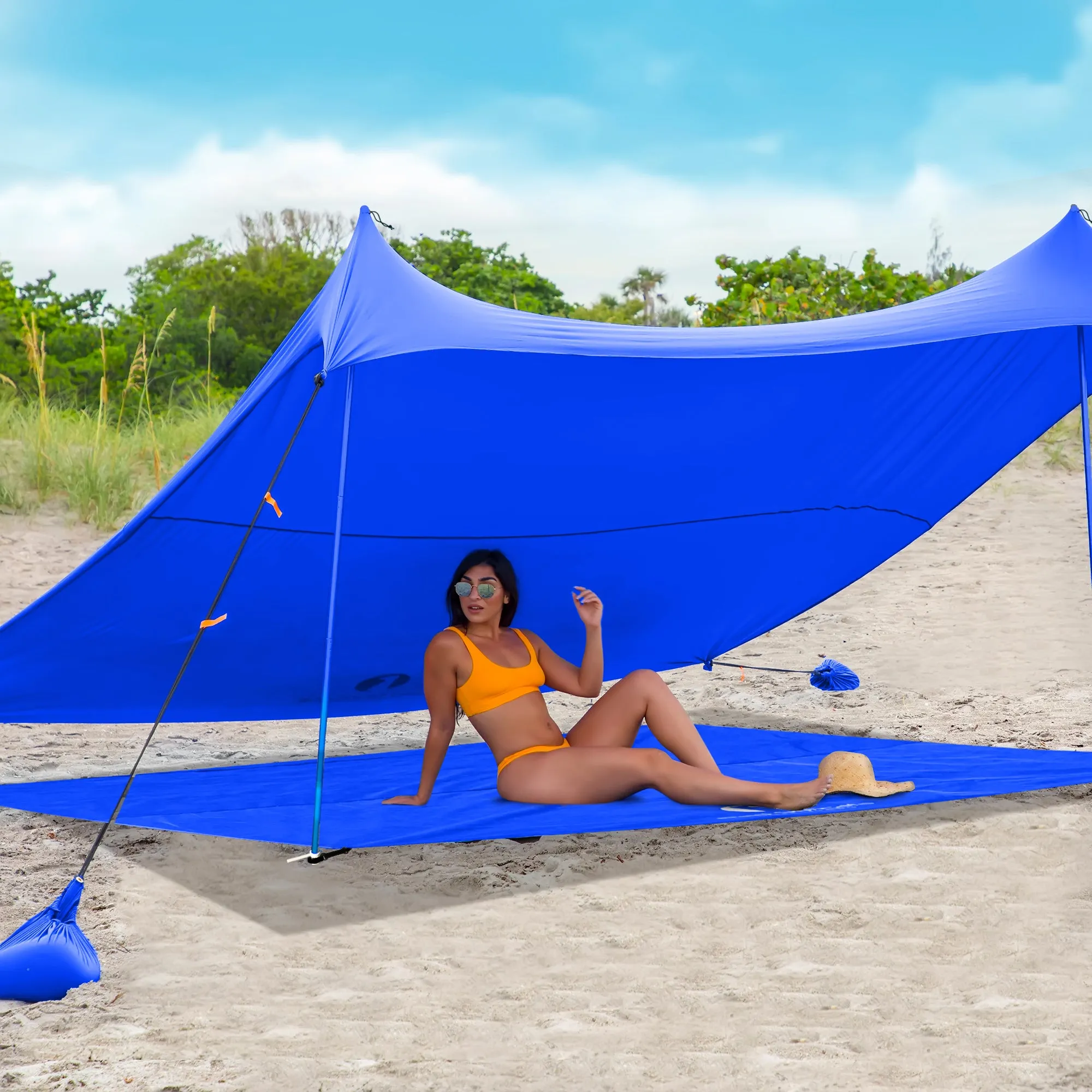 Red Suricata Blue Sand Free Beach Mat Blanket – Compatible with Blue Beach Sun Shade Canopy
