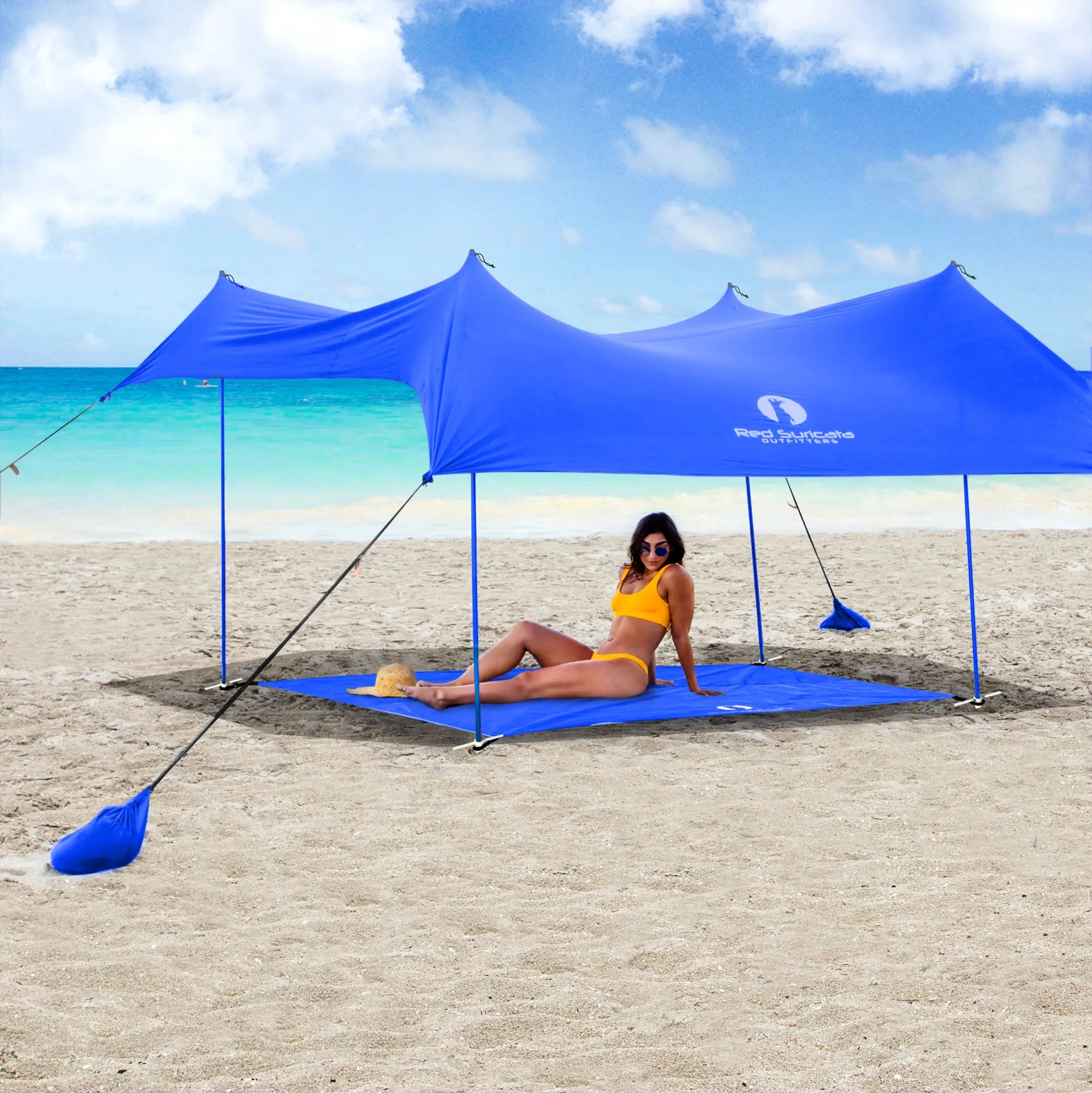 Red Suricata Blue Sand Free Beach Mat Blanket – Compatible with Blue Beach Sun Shade Canopy