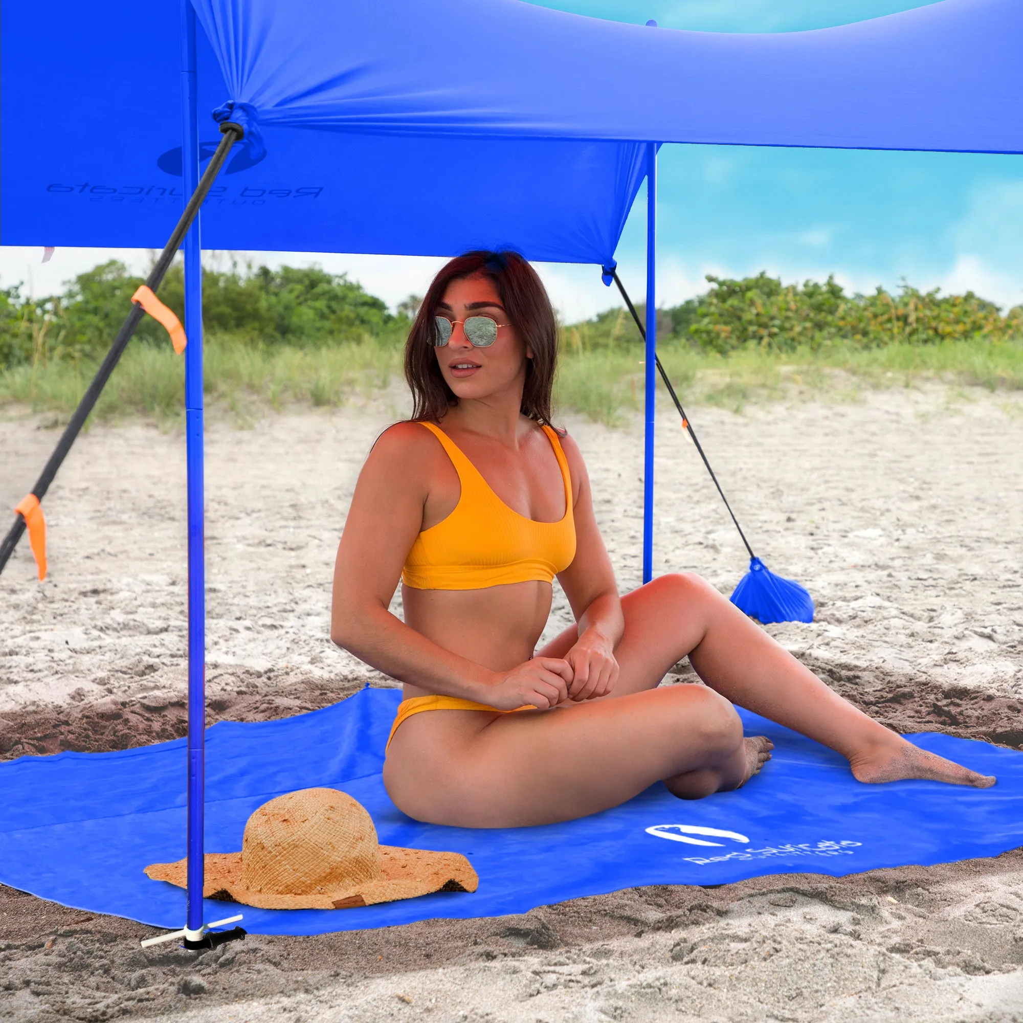 Red Suricata Blue Sand Free Beach Mat Blanket – Compatible with Blue Beach Sun Shade Canopy