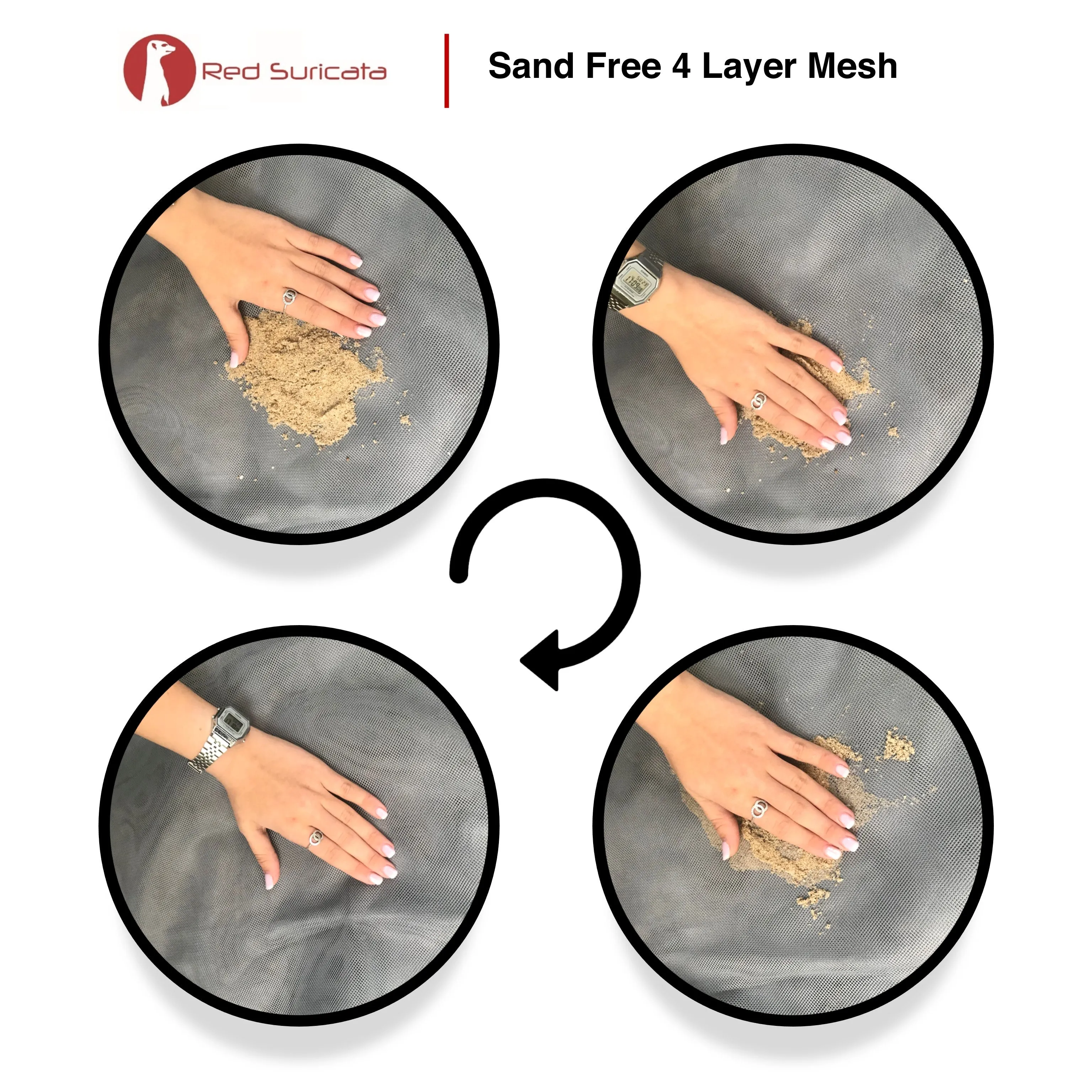 Red Suricata Orange Sand Free Beach Mat Blanket – Compatible with Orange Beach Sun Shade Canopy