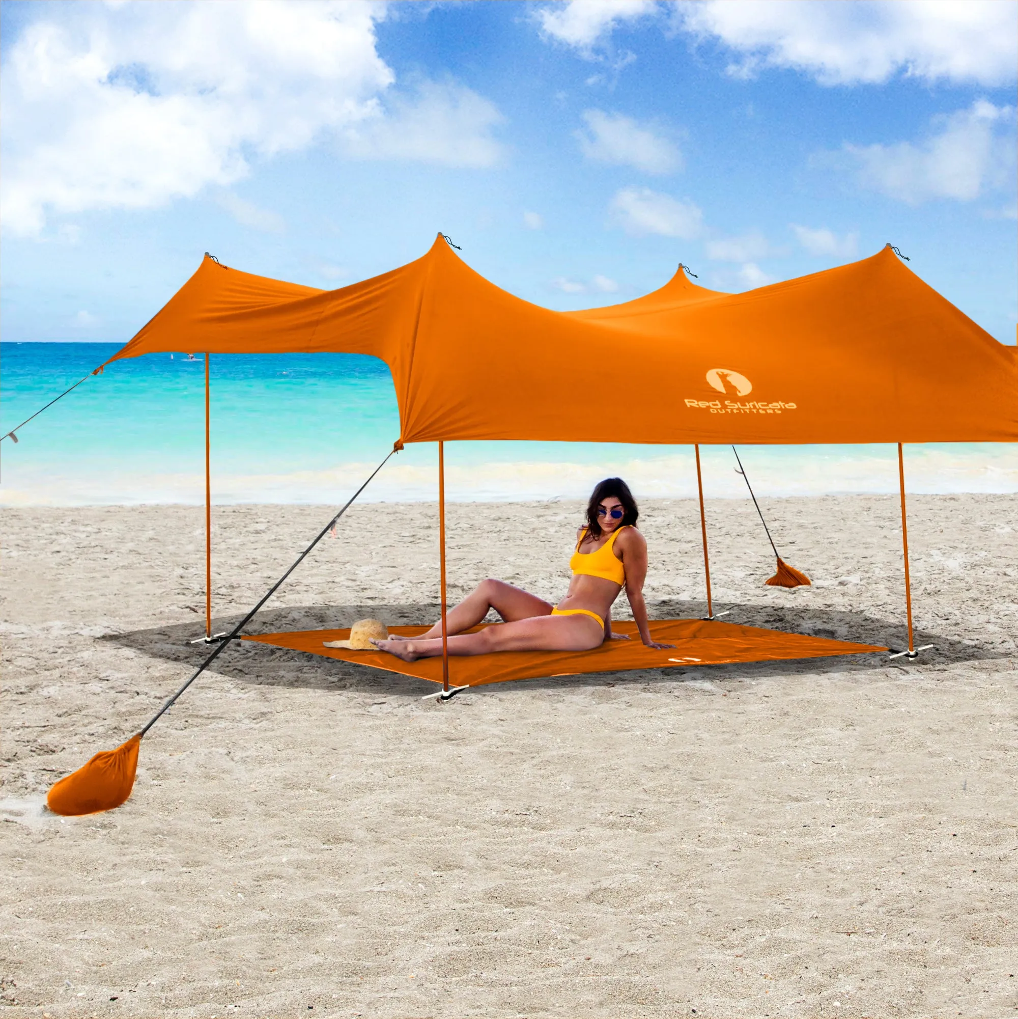 Red Suricata Orange Sand Free Beach Mat Blanket – Compatible with Orange Beach Sun Shade Canopy